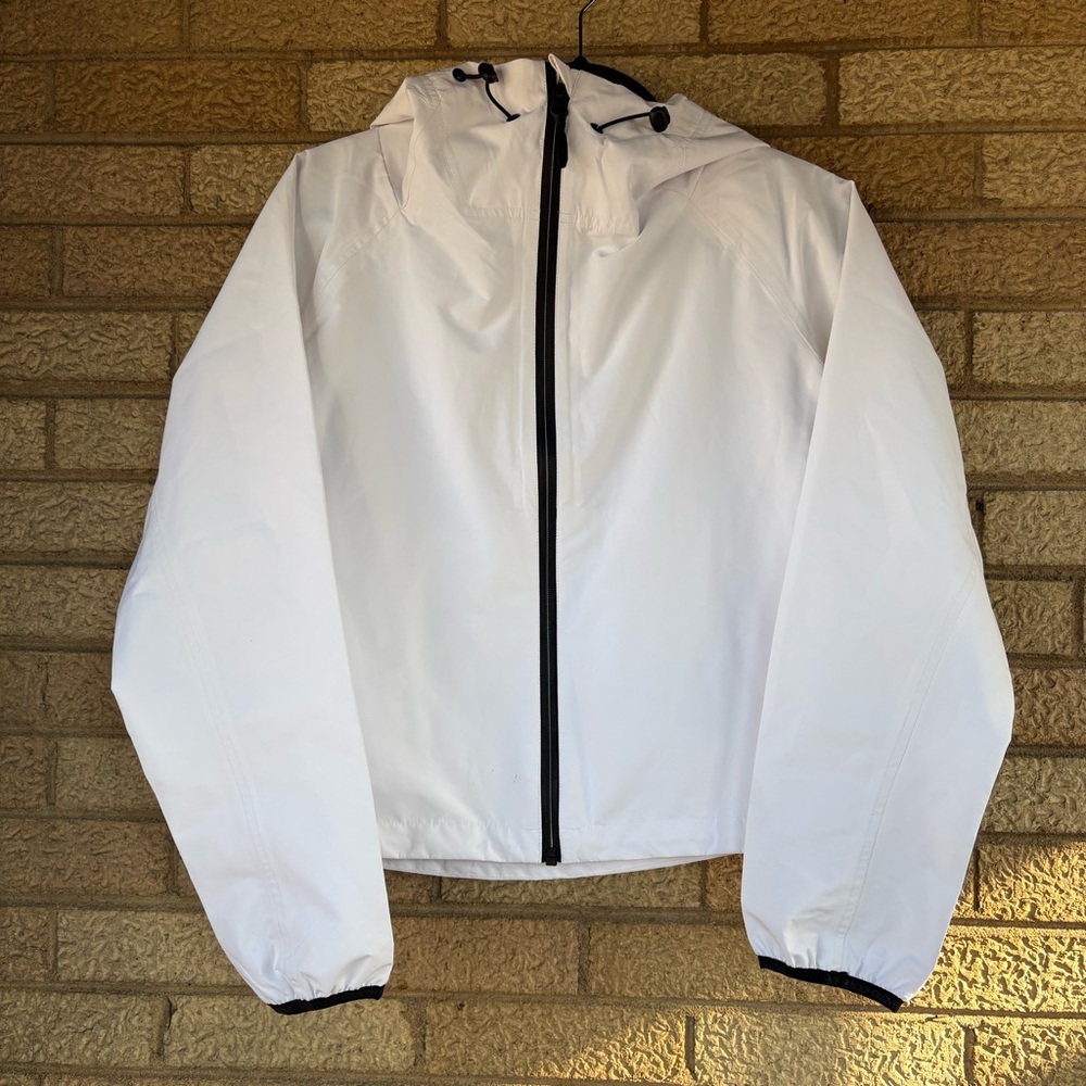 Body Glove White Hooded Windbreaker with Black Zipper Trim